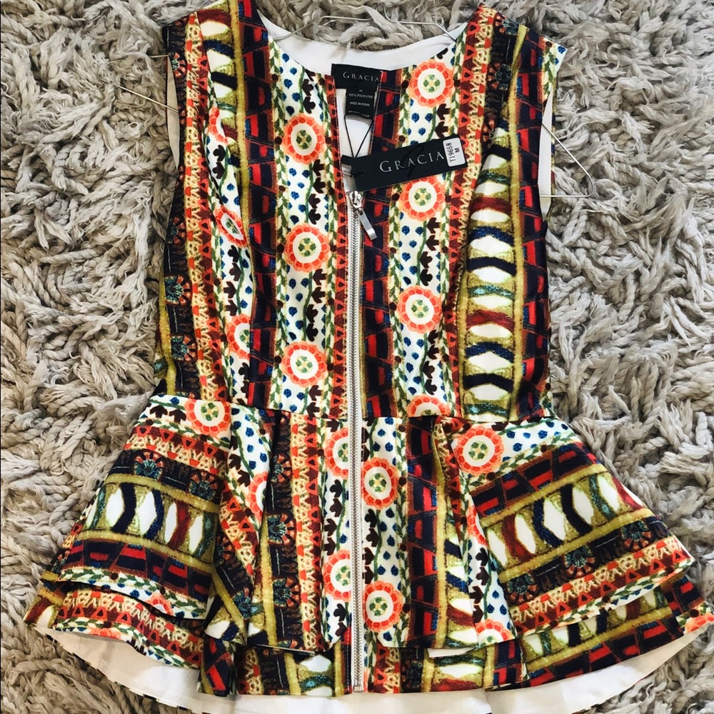 Gracia Printed Peplum Blouse
